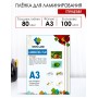 Пленка для ламинирования 303х436 мм 80 мкм А3 глянцевая